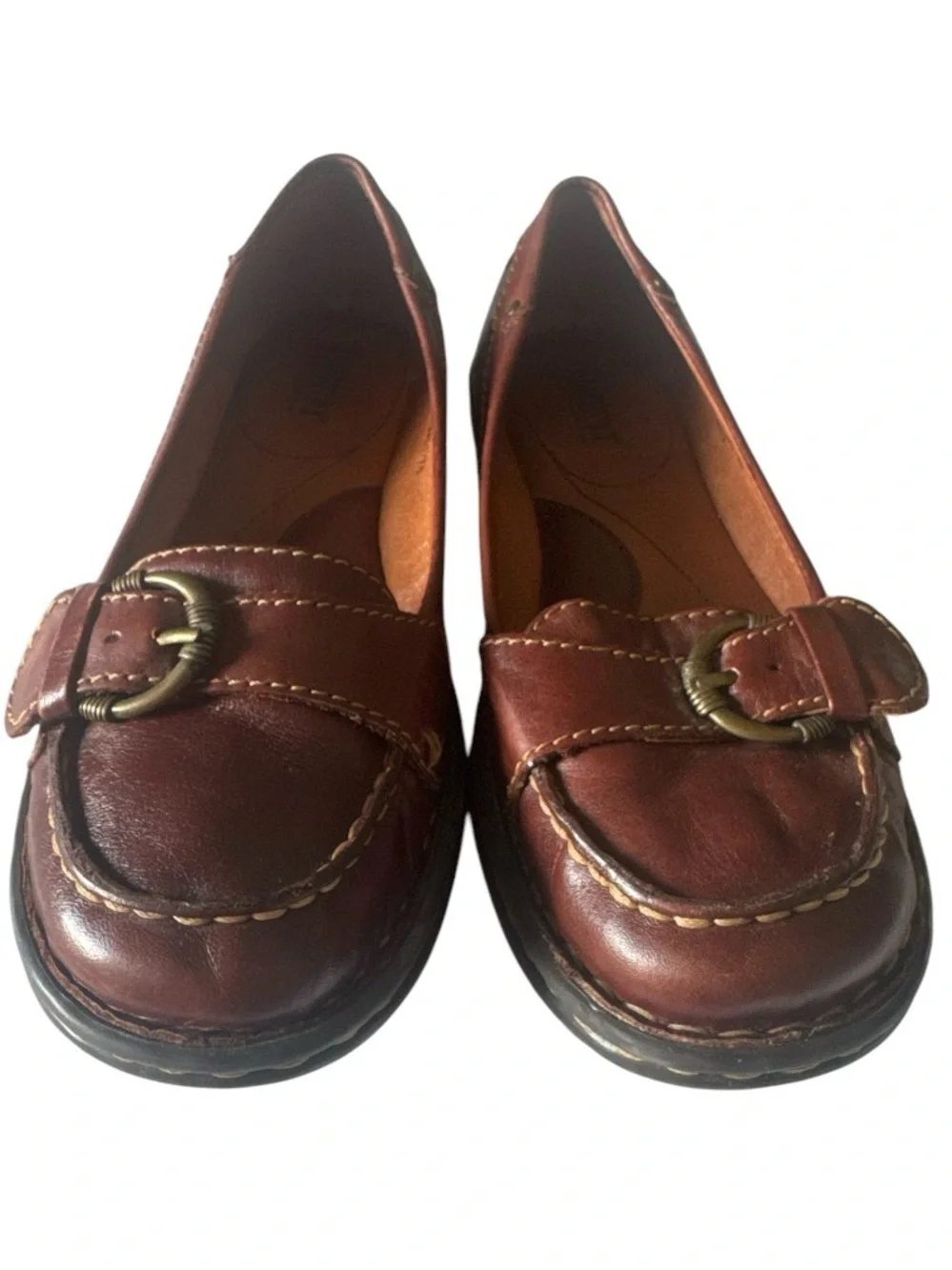 7.5 - Vintage Born Mindy Handcrafted Leather Buckle Accent Loafers Slip On Shoe